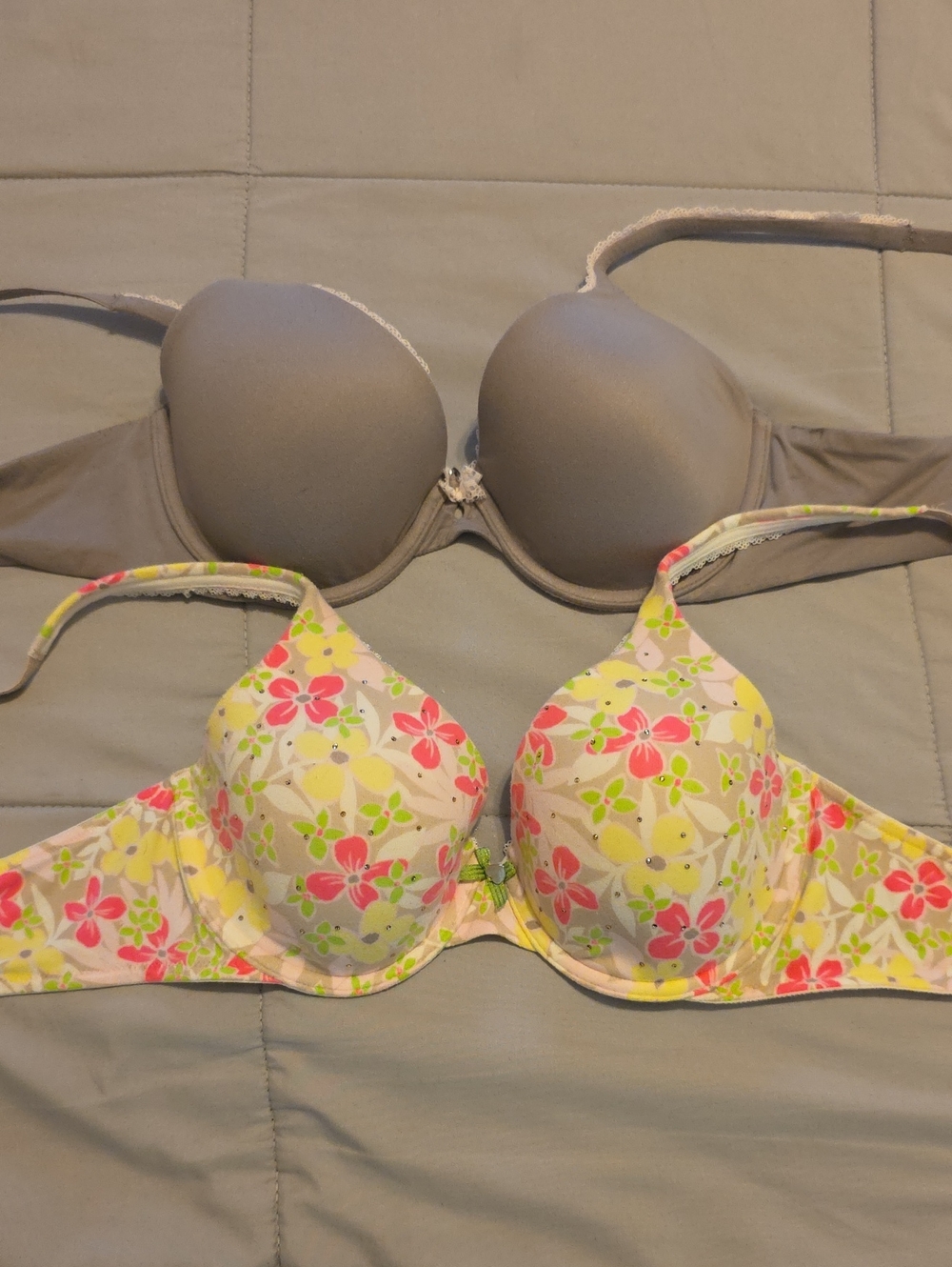 Victoria's Secret Floral Push-Up Bras - Pink, Yellow & Green